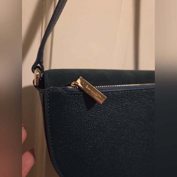 Kate Spade dark turquoise Crossbody Saddle Bag suede and pebbled leather bag - Picture 5 of 16